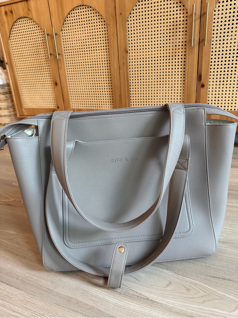 Gray Tote Bag - Everyday Structured Shoulder Bag